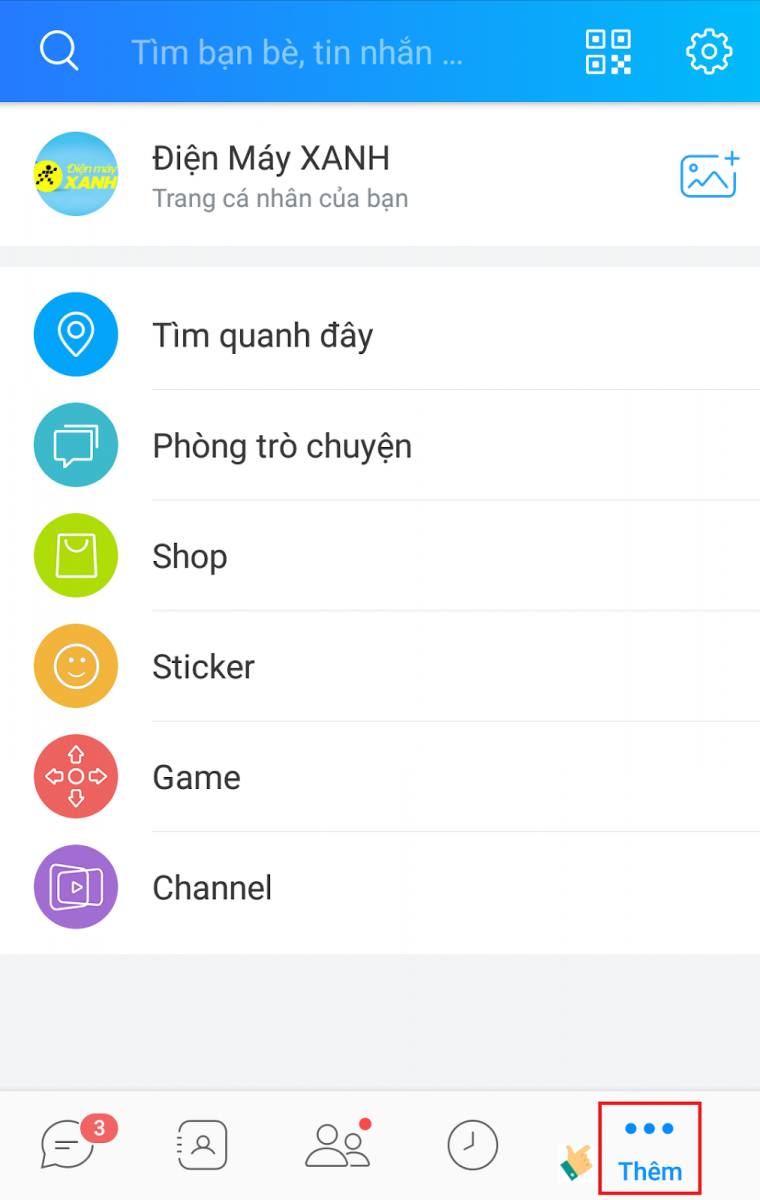Thực hiện thao tác trên ứng dụng Zalo điện thoại
