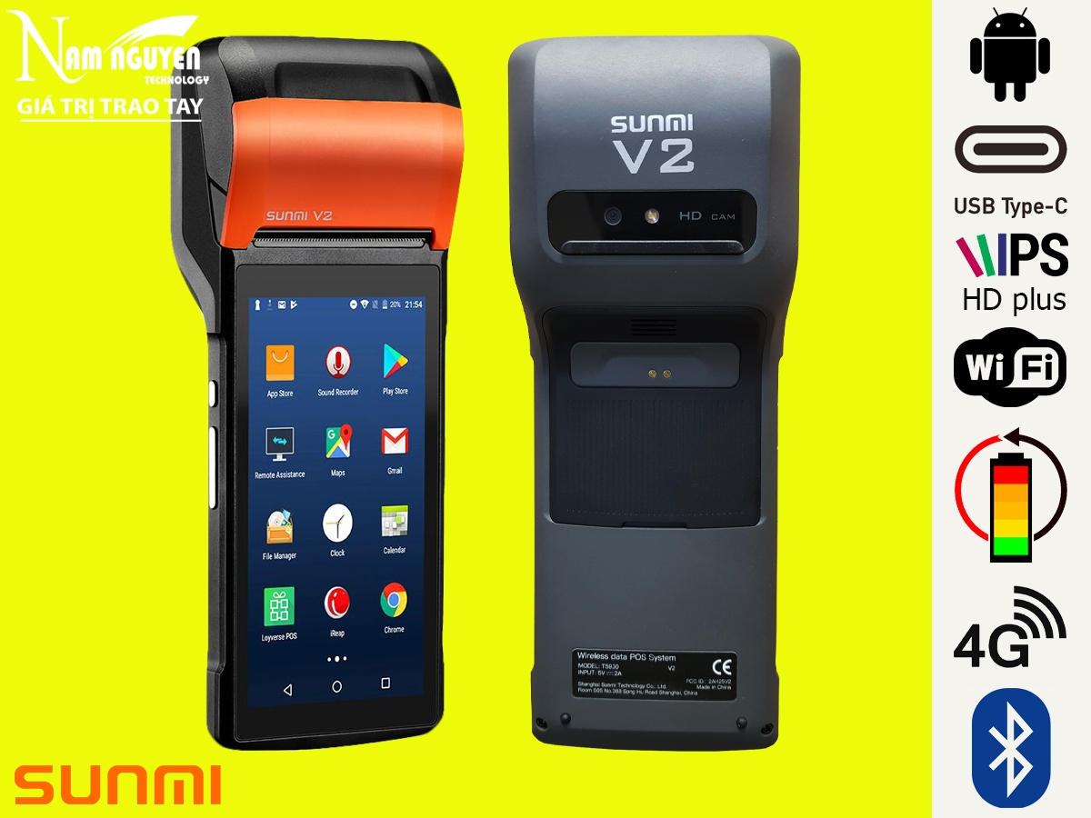 Máy POS bán hàng cầm tay SUNMI V2 tại Nam Nguyen Technology trị giá 7.500.000 VNĐ